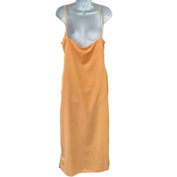 Pretty Lavish Orange Keisha Midi Dress Cowl Neck Satin Dress size 12 NEW Tags - Picture 5 of 15